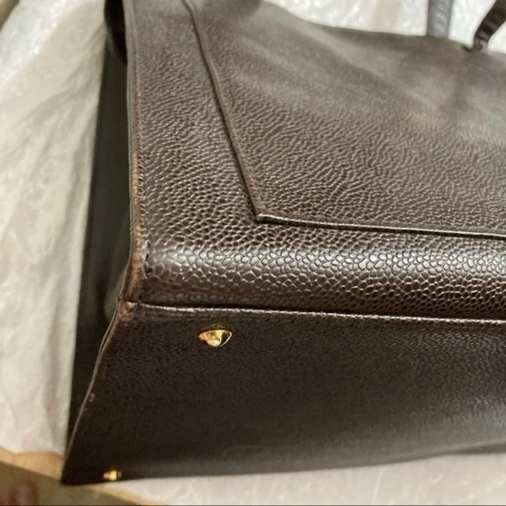 Chanel XXL vintage brown caviar leather RARE cc tote bag purse